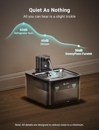 DownyPaws Cat Water Fountain Stainless Steel Cordless, 84oz/2.5L Fursink - Image 7