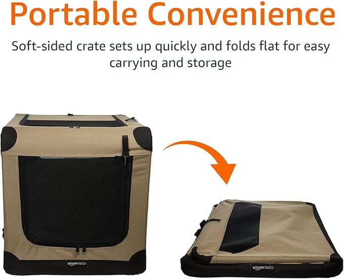 Amazon Basics Portable Folding Soft Dog Crate, Double Door, Collapsible Travel - Image 5