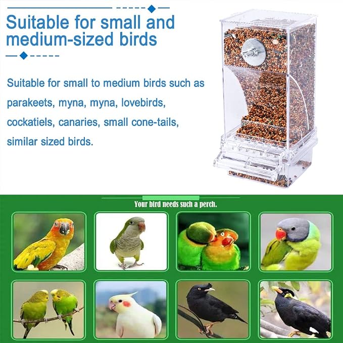 Hamiledyi No Mess Bird Cage Feeder 2Pack Automatic Parrot Seed Feeders - Image 7