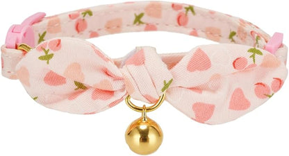 Cotton Bowtie Cat Collar with Bell 2 Pack Adjustable Breakaway Kitten Collars - Image 3