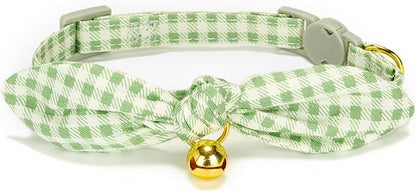 Bowtie Cat Collar with Bell, 2 Pack Cotton Breakaway Kitten Collars with - Image 2