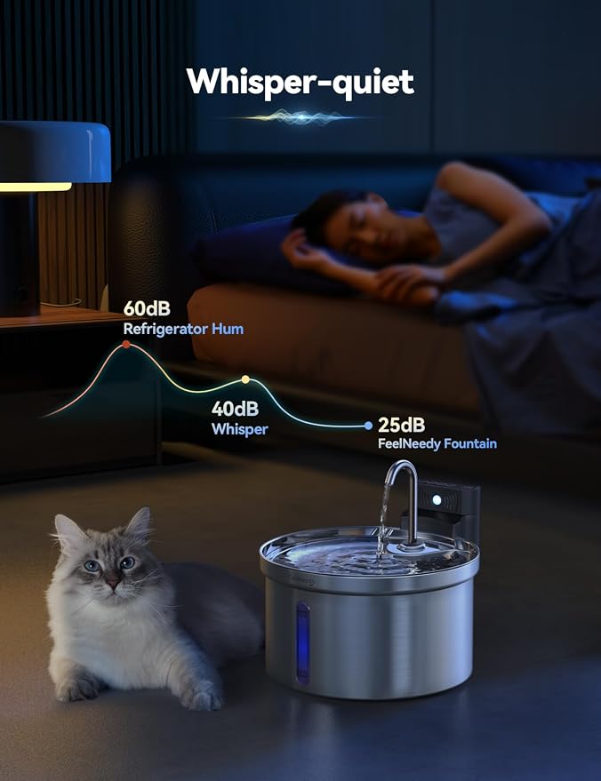 Wireless Cat Water Fountain FEELNEEDY Stainless Steel Automatic Pet Water - Image 7