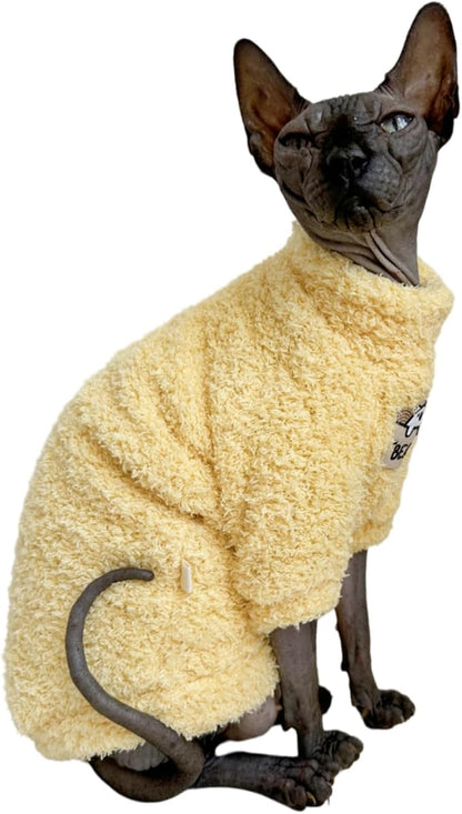 Sphynx Cat Clothes Hairless Cat Super Soft Warm Fleece T Shirt Elastic Winter - Image 3
