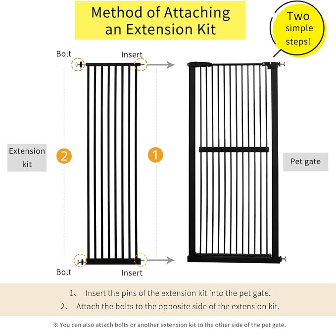 Lumizone Extra Tall Cat Gate Extension Kit 61.02" High Pressure Mounted 16.73" - Image 2