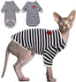 DENTRUN Hairless Cats Shirt Breathable Cat Daily Wear Clothes Stripe Vest by DENTRUN