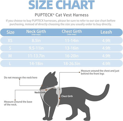PUPTECK Cat Harness and Leash Set Escape Proof Reflective Cat Walking Harness - Image 2