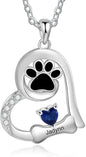 Personalized Cute Dog Cat Paw Name Necklace Forever Love Custom Heart Pendant by RESVIVI