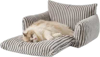 Hollypet Cat Bed Fluffy Plush Mutifuctional Double-Layer Soft Pet Couch - Image 2