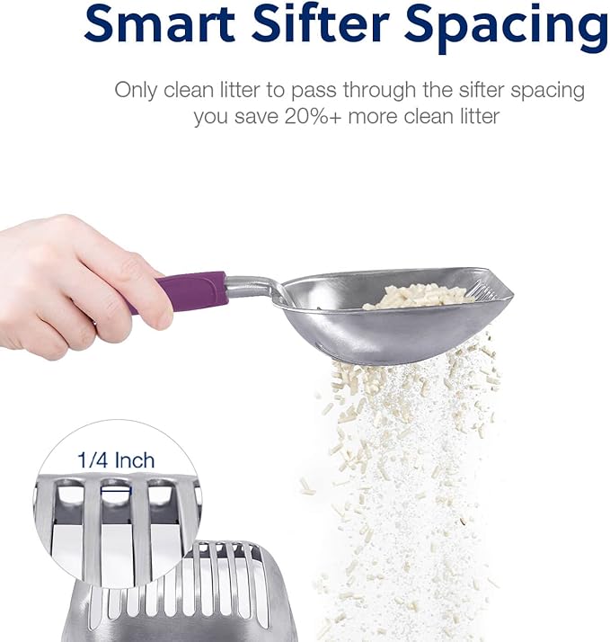 WePet Cat Litter Scoop, Aluminum Alloy Sifter, Kitty Metal Scooper, Deep Shovel - Image 3