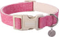 DOGWONG Cotton Hemp Dog Collar, Heavy-Duty Pink Dog Collar Adjustable Soft by DOGWONG