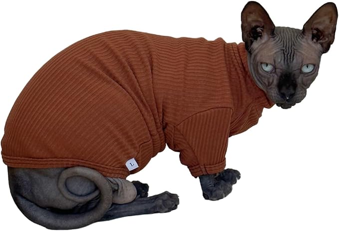 Sphynx Hairless Cats Shirt Cotton Cat Turtleneck Sweater Pullover Kitten - Image 4