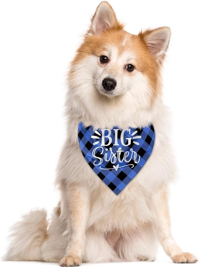 Big Sister Dog Bandanas, Buffalo Plaid Pet Scarf, Pet Dogs Scarf Accessories - Image 3