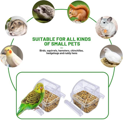 2 Pack Bird Feeders for Cage, No Mess Clear Hanging Parrot Food Bowl, Plastic - Image 7