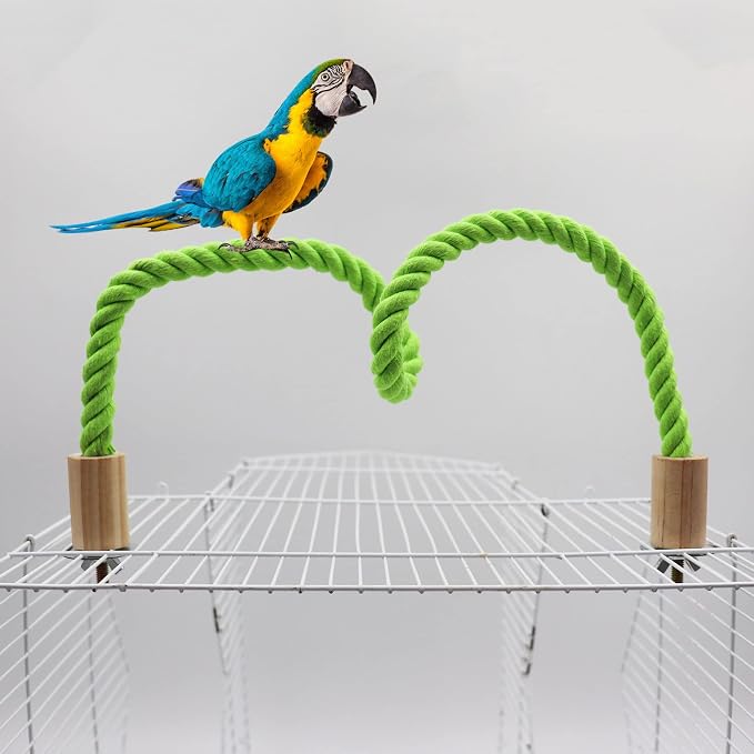 2 Pack Bird Rope Swing Chewing Toy, Hemp Perch Swing, Cage Standing Climbing - Image 3