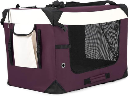 Large Cat Carrier, Collapsible Dog Travel Crate Portable Soft-Sided Pet Carrier - Image 2