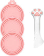 3 Pcs Pet Food Can Lids & One Can Spoon | Cute Paw Shape Opener Spatula Cat Wet by DORUI
