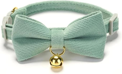 Soft Corduroy Cat Collar, Plaid Pattern, - Image 3