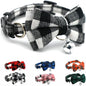 White Plaid Dog Bow Collar by YOUALSO