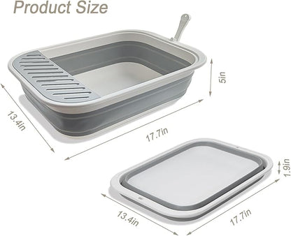 Collapsible Kitten Litter Box, 17.7 x 13.4 x 5 inch Open Cat Potty Pan - Image 2