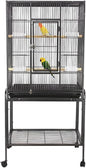 53 Inch Bird Cage with Wooden Perches, Standing Wrought Iron Birdcage with by MegaChoice