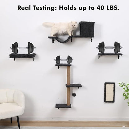 5-in-1 Cat Wall Shelves, Perch & Lounge - Image 4