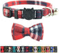 Cat Collar Breakaway with Bell and Bow Tie, Plaid Design Adjustable Safety by Ximipet