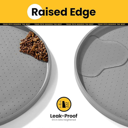 Dog Food Mat, 1/2 Inch Raised Edges Cat Feeding Mat - Image 2