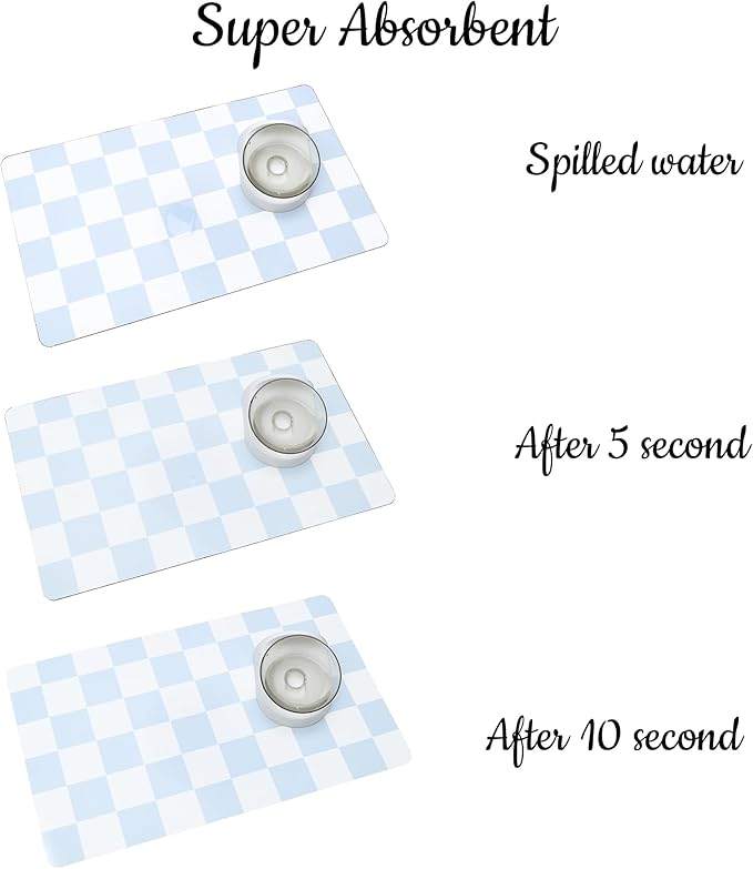 Ralxion Checkered Dog Feeding Mat, Absorbent Mats - Image 5