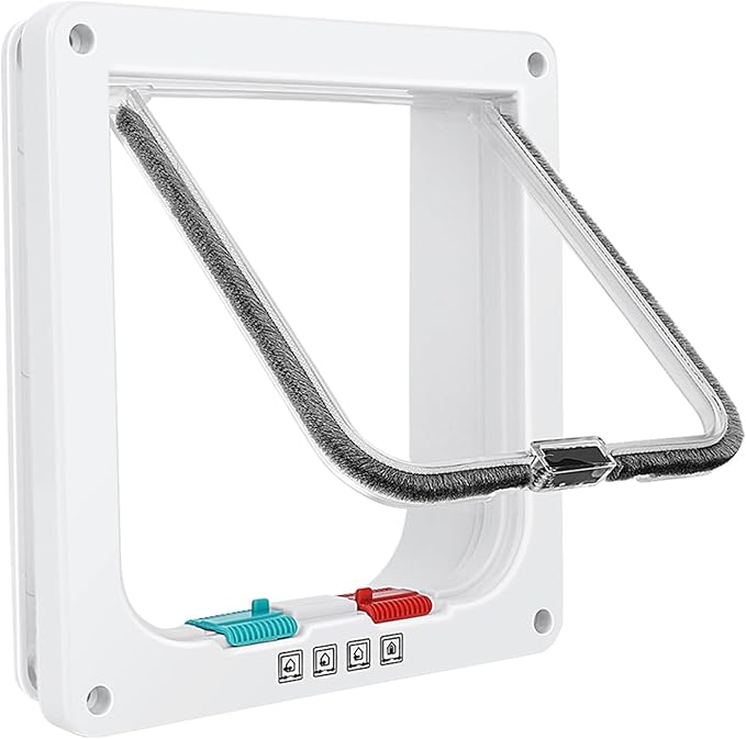 Safety Pet Door with 4 Way Lock, Weatherproof Cat Flap by Lessmon