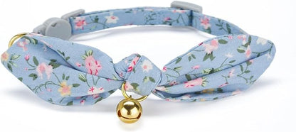 Cotton Bowtie Cat Collar with Bell 2 Pack Stylish Floral Breakaway Kitten - Image 2