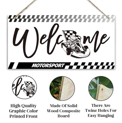 Welcome Sign for Front Door, Playroom Wall Decor, Motorsport Theme Wall Hanging - Image 3