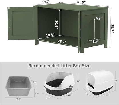 Homhedy Cat Litter Box Enclosure, Litter Box Furniture Hidden - Image 5