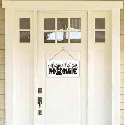 Welcome Sign for Front Door, Front Door Decor Wooden Hanging Sign for Wall Decor - Image 4