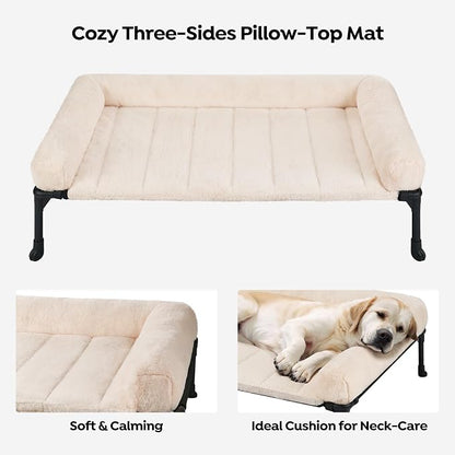 Veehoo Orthopedic Elevated Dog Bed + Removable Fluffy Pillow-Top Mat, Plush - Image 3