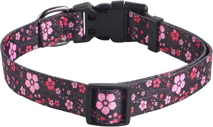 QQPETS Adjustable Soft Dog Collar: Print Flower Pink Multicolor Cute Patterns - Image 6