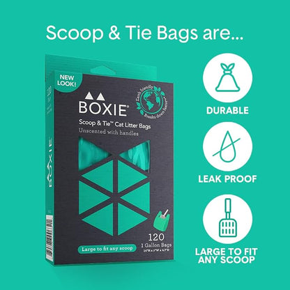 Boxie Sustainable Scoop & Tie Pet Waste Bags, Leak-Proof, Easy-to-Tie Handles - Image 4