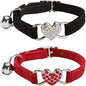 Heart Bling Cat Collar with Safety Belt and Bell Adjustable 8-10 inches by WDPAWS