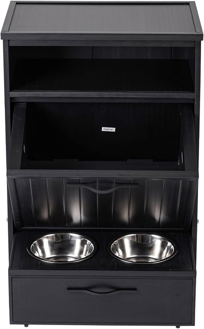 New Age Pet ECOFLEX Brea Dog Food Pantry in Black, Two 32 oz Bowls, Moisture - Image 4