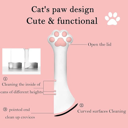 3 Pcs Pet Food Can Lids & One Can Spoon | Cute Paw Shape Opener Spatula Cat Wet - Image 2