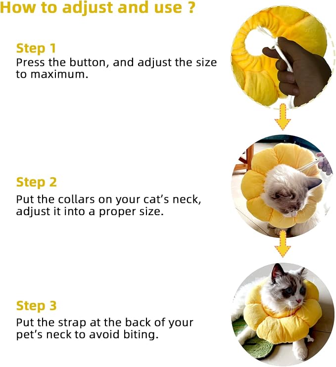 KUDES Cat Small Dog Recovery Collar, Cute Sunflower Neck Cone After Surgery - Image 6
