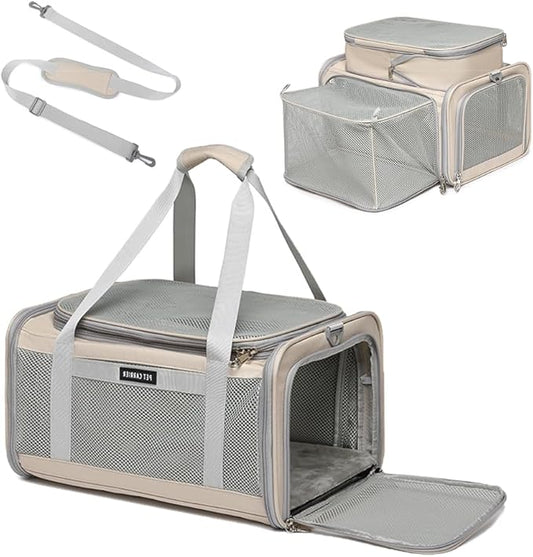 Airline Approved Pet Carrier for Cats and Small Dogs up to 15 lbs, Breathable by ioviewforpet