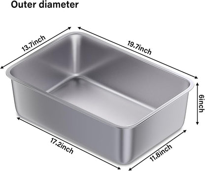 Stainless Steel Litter Box, 19.7"x13.7"x6" Large Metal Litter Box - Image 2