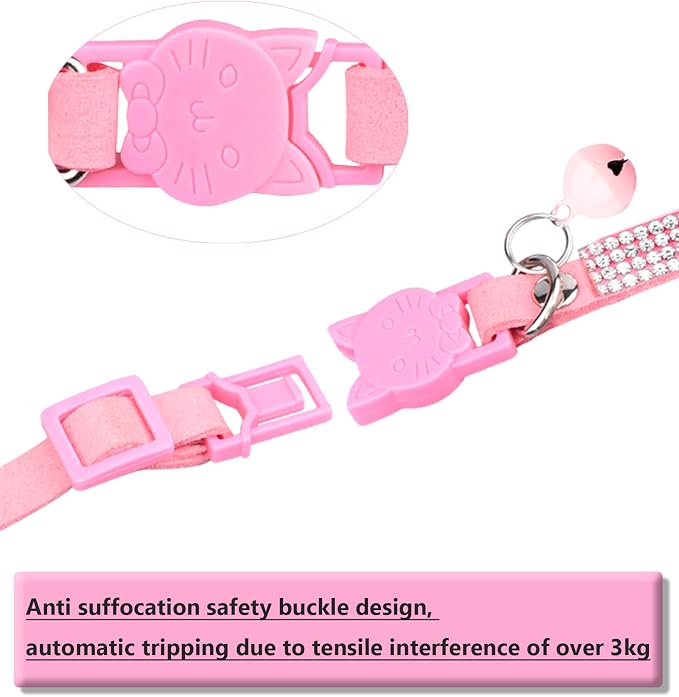 Cat Collars for Girl Cats with Rhinestone Soft Velvet, Breakaway Cat Collars - Image 3