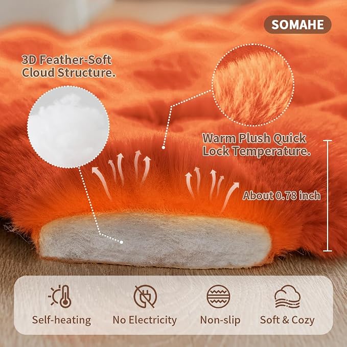 Self-Warming Cat Bed, Plush Faux Fur Pet Bed Mat - Image 4