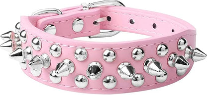 Spiked Dog Collar Soft Pu Leather Mushrooms Rivet Spike Studded Puppy by Unknown