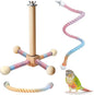 BNOSDM Bird Rope Perch with Stand Perch Toy Set Bendable Rope Perches Wooden by BNOSDM