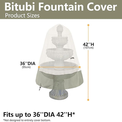 Bitubi Fountain Cover（36"x42"） 600D Oxford Cloth Garden Fountain Statue - Image 2
