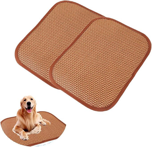 2 Pack Cat Cooling Mat Self Cool Pad Seats Summer Bamboo Rattan Woven Sleeping by Unknown