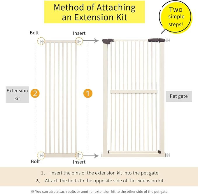 Lumizone Extra Tall Cat Gate Extension Kit 61.02" High Pressure Mounted 16.73" - Image 2