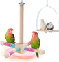 9" Hanging Bird Perch Toy for Cage, 360° Silent Free-Spin, Wooden Bird Cage by JONS%CE%9BNTY
